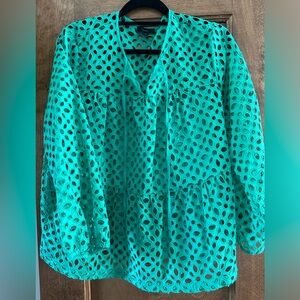 J. Crew XXL green eyelet top with camisole